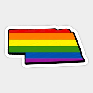 Rainbow Nebraska Outline Sticker